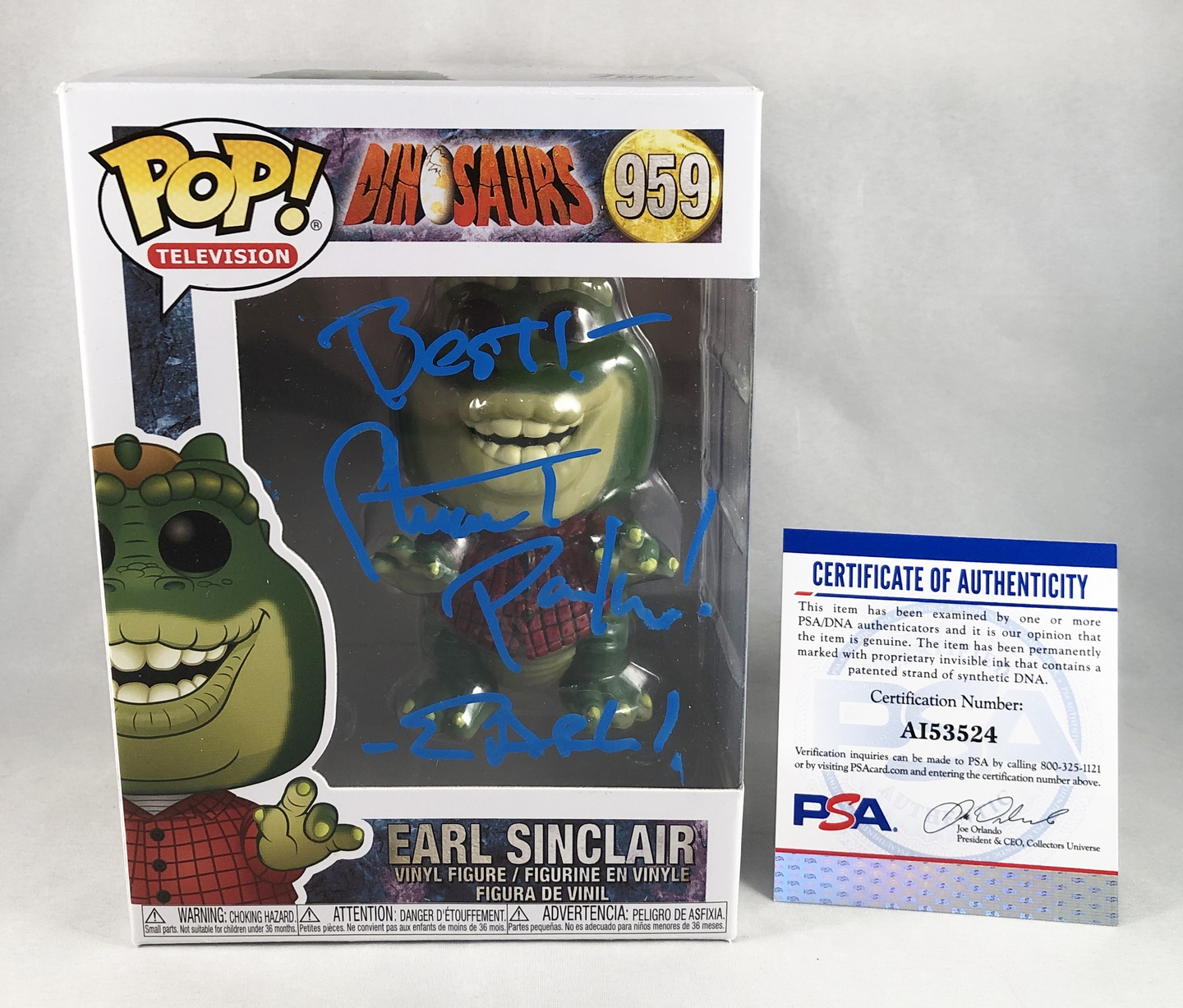Stuart Pankin Signed Funko Pop Dinosaurs Earl Sinclair 959 PSA/DNA