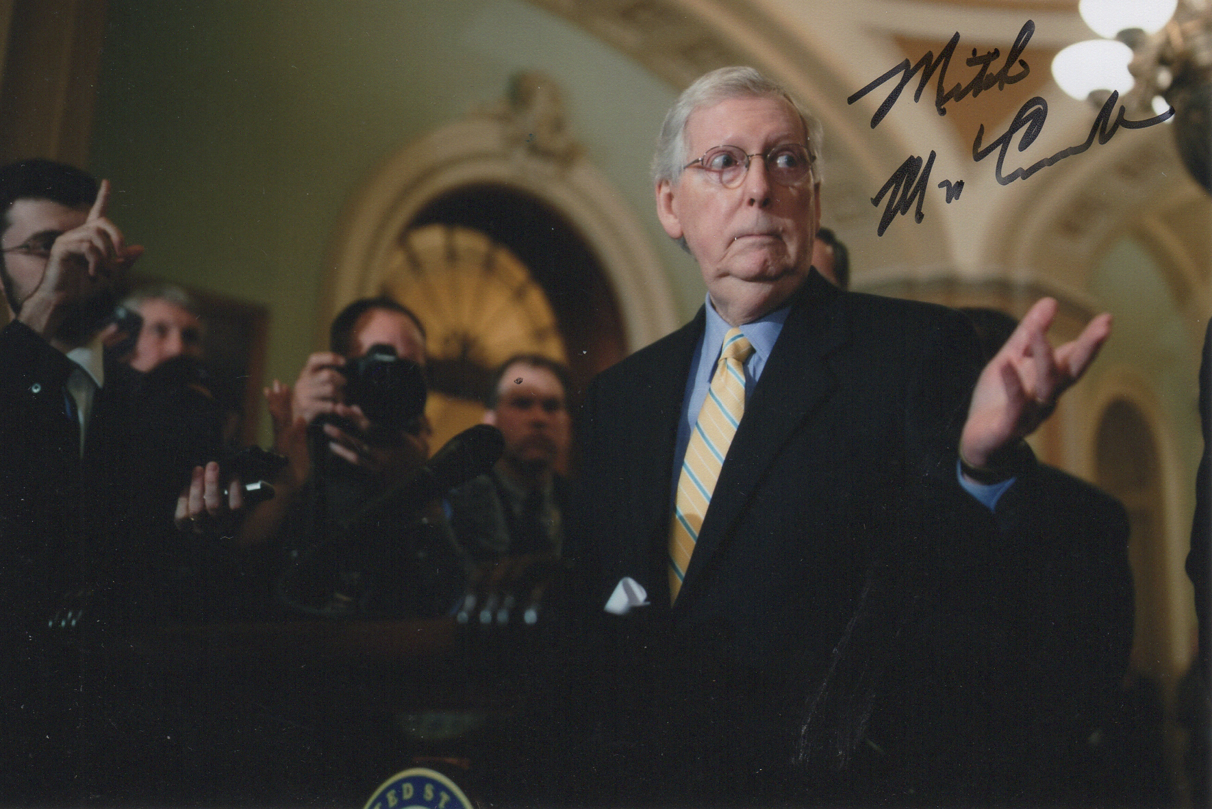 Mitch McConnell Signed 4x6 Photo 3 US Senator Senate Majority Leader