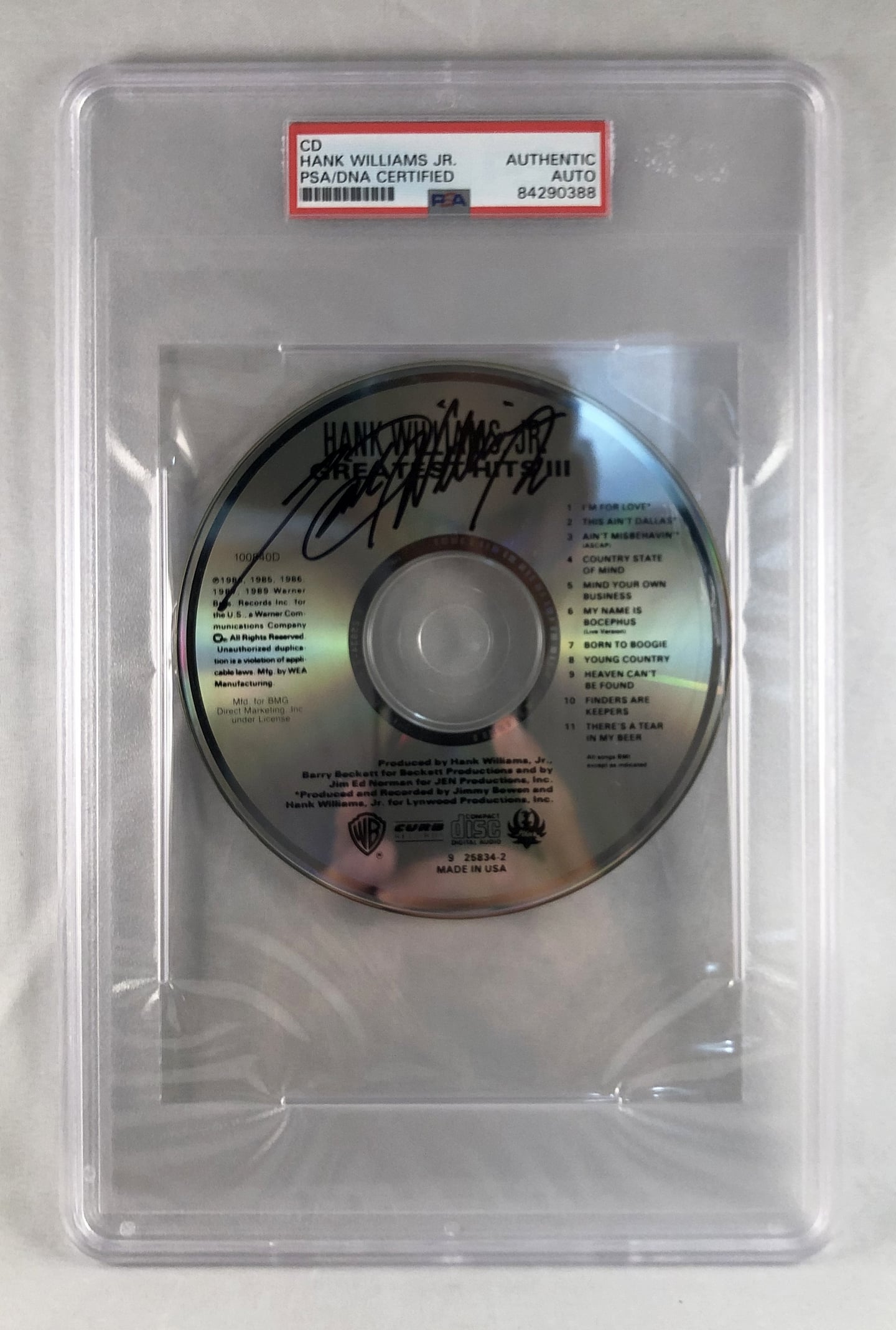 Country Singer Hank Williams Jr Signed CD PSA/DNA 1