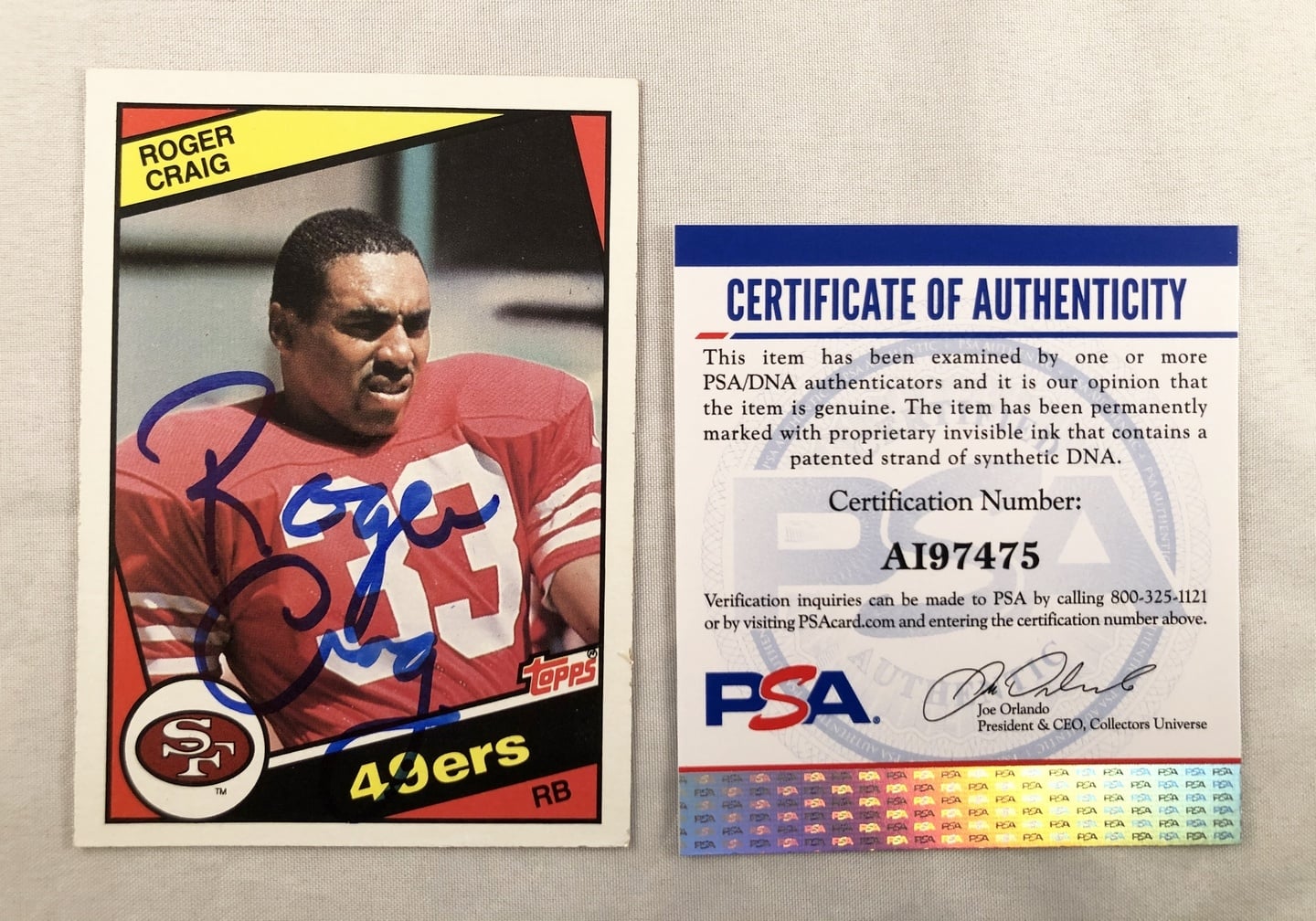 San Francisco 49ers Roger Craig Signed Rookie Card 1984 Topps #353 PSA/DNA