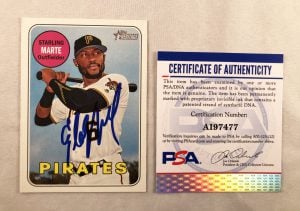 Pittsburgh Pirates Starling Marte Signed Trading Card 2018 Topps Heritage #185 PSA/DNA