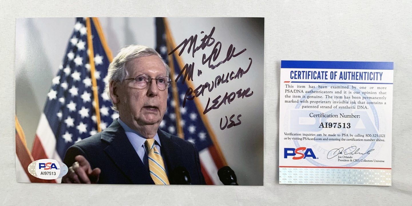 Mitch McConnell Signed 4x6 Photo US Senate Majority Leader PSA/DNA