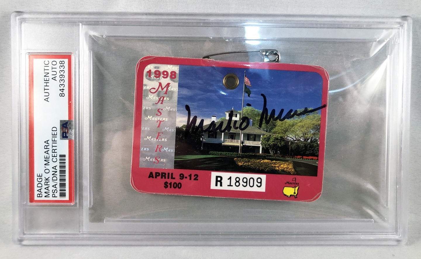 Masters Champion Mark O'Meara Signed Masters Badge PSA/DNA