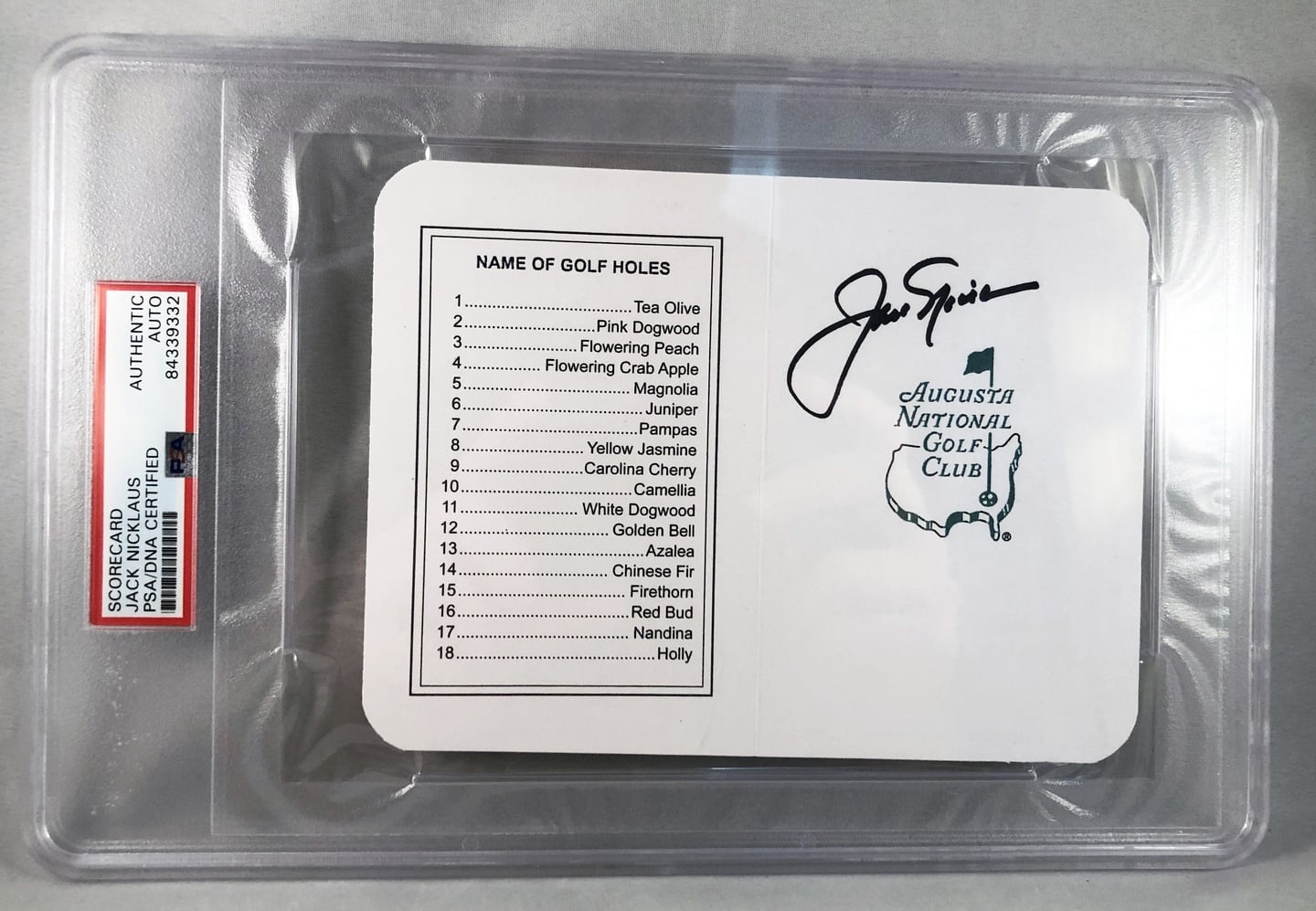 Jack Nicklaus Signed Masters ScoreCard PSA/DNA 15