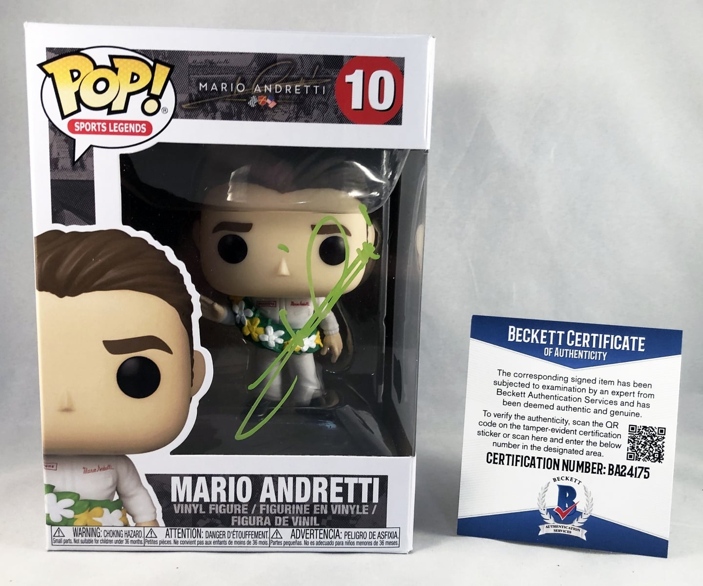 Mario Andretti Signed Funko Pop Beckett BAS