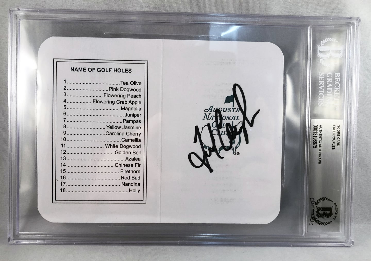 Masters Champion Fred Couples Signed Masters Scorecard Beckett BAS