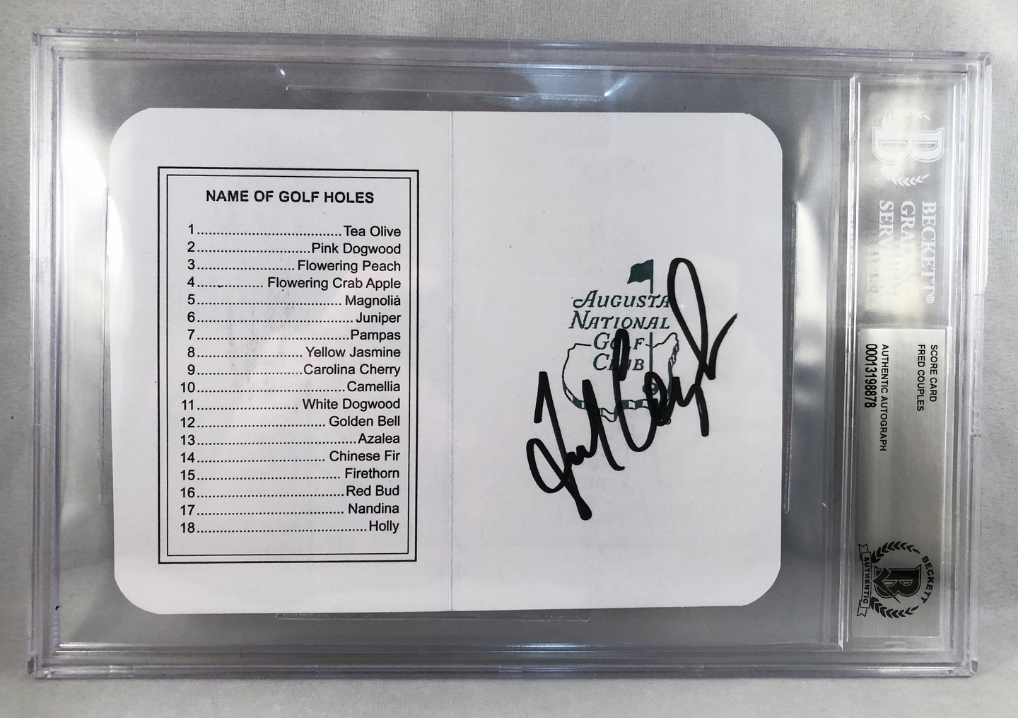Masters Champion Fred Couples Signed Masters Scorecard Beckett BAS 3
