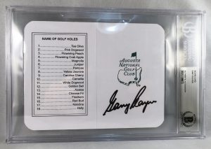 Masters Champion Gary Player Signed Masters Scorecard Beckett BAS 1
