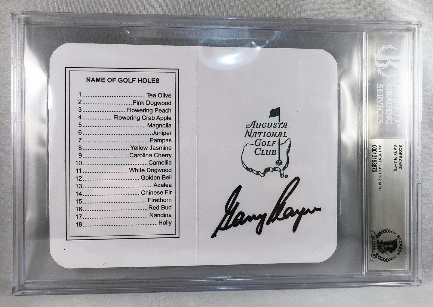 Masters Champion Gary Player Signed Masters Scorecard Beckett BAS 1