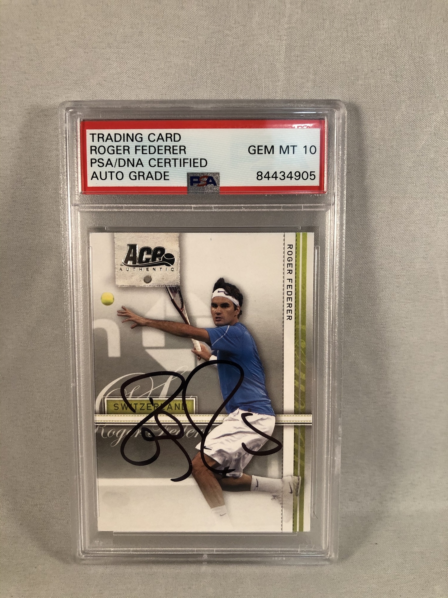 Roger Federer Signed Trading Card PSA/DNA 2007 Ace Gem MT 10