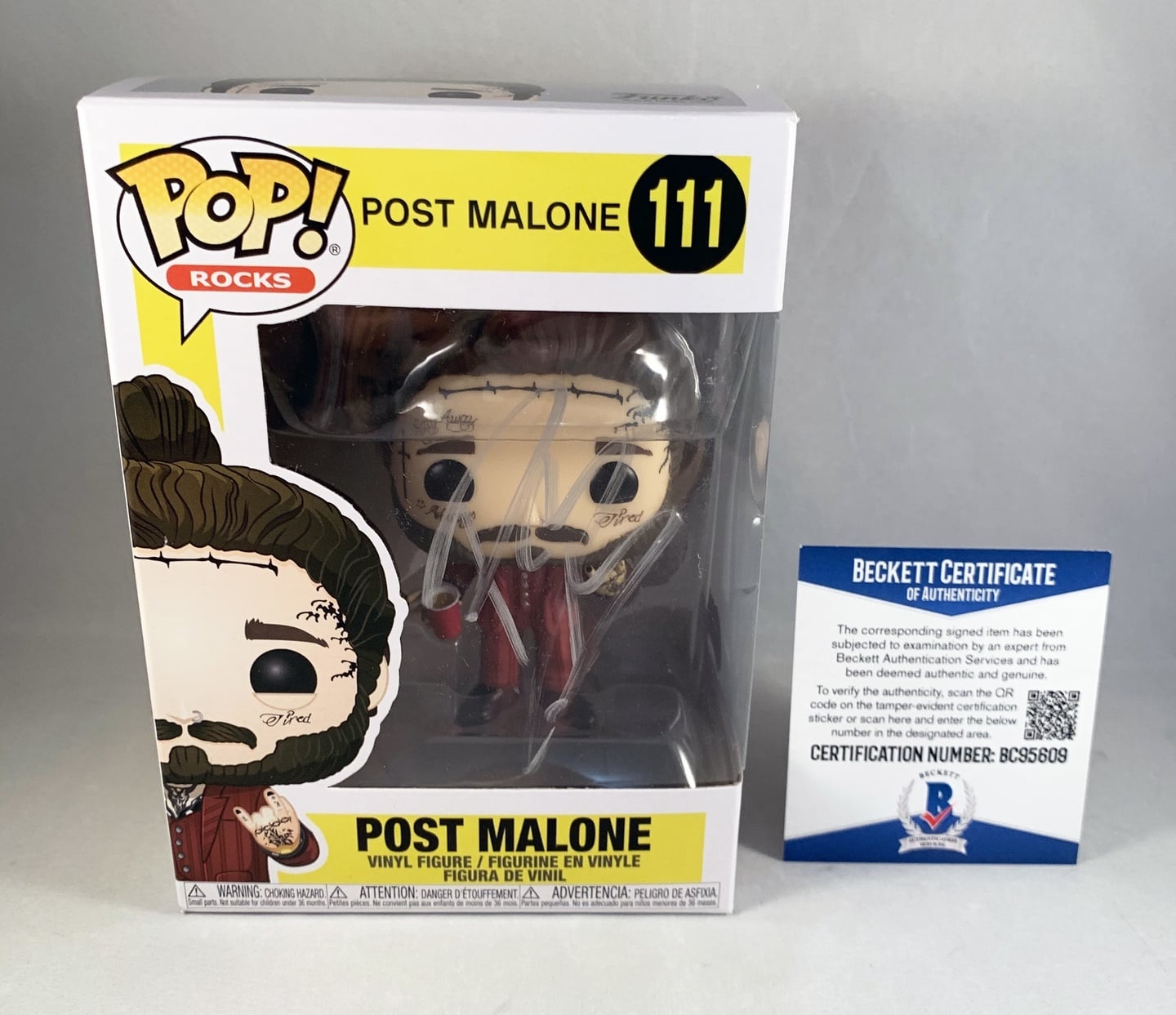 Post Malone Signed Funko Pop Posty Beckett BAS