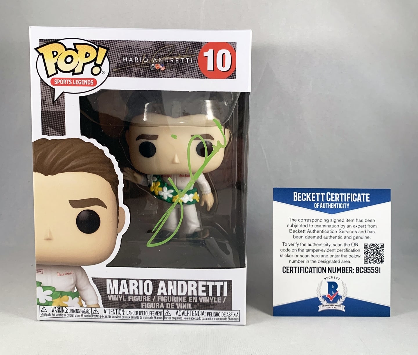Mario Andretti Signed Funko Pop Beckett BAS 4