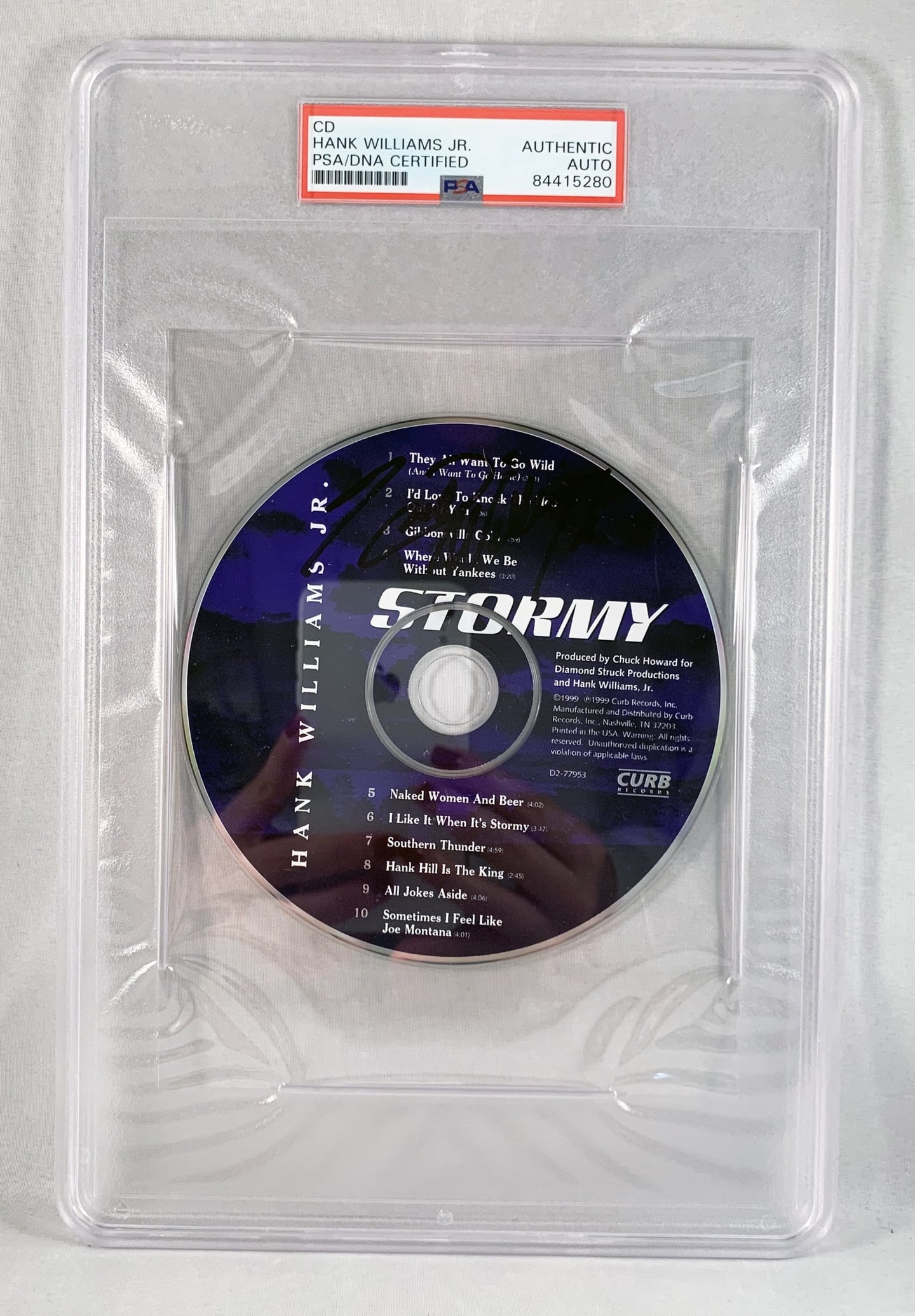 Country Singer Hank Williams Jr Signed CD PSA/DNA 10
