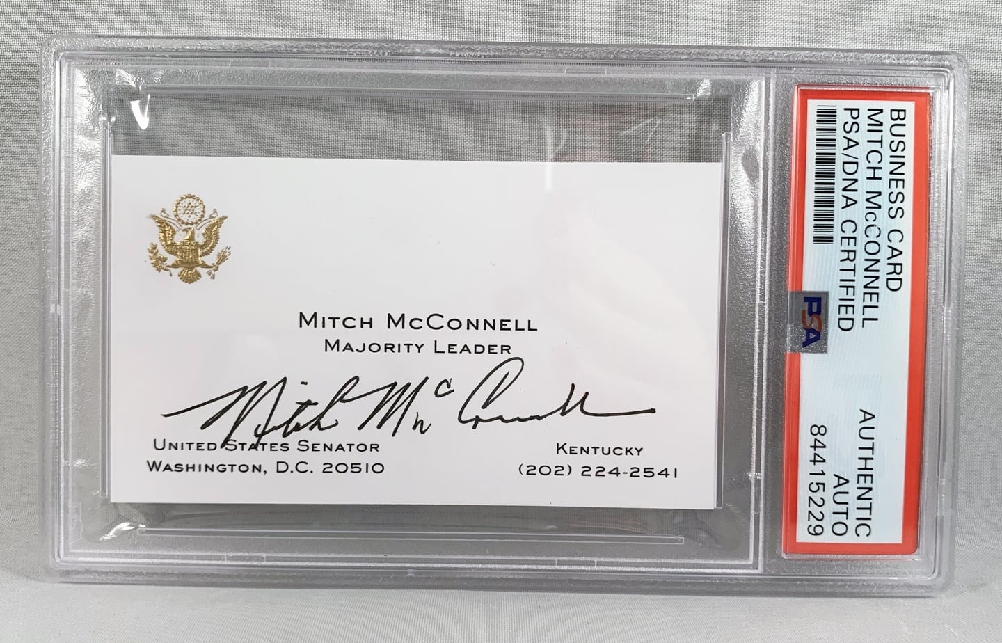 US Senator Republican Majority Leader Mitch McConnell Signed Senate Business Card PSA/DNA 2