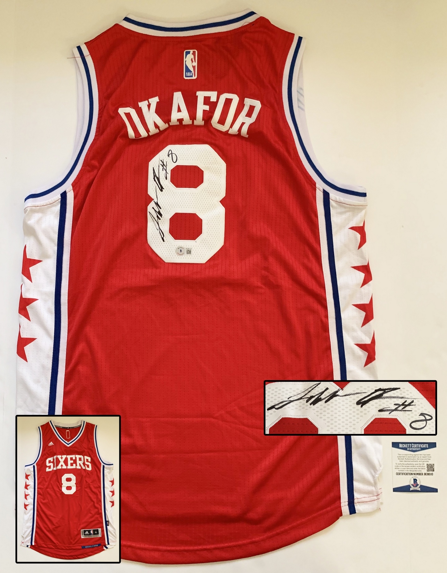 Philadelphia 76ers Jahlil Okafor Signed Jersey Beckett BAS