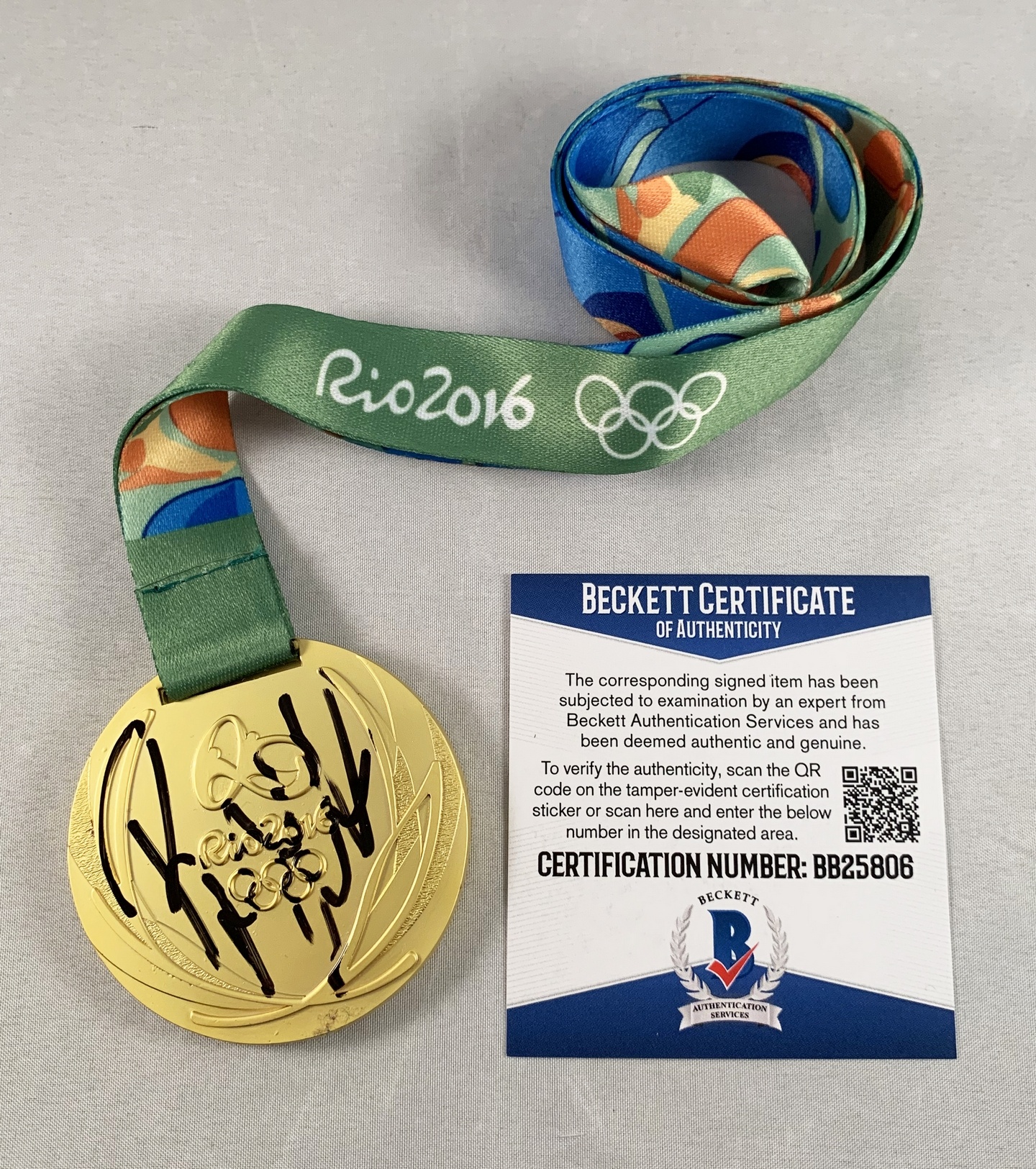 Ryan Lochte Signed Gold Medal 2016 Rio Olympics Beckett BAS 7