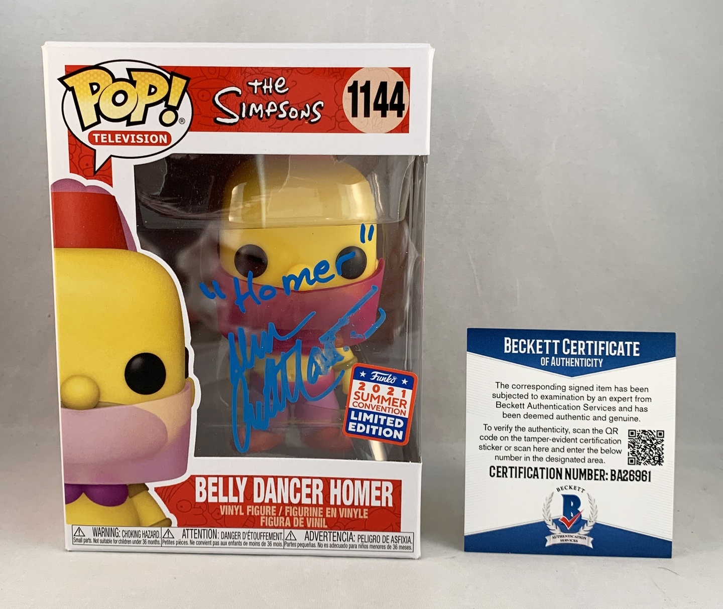 Dan Castellaneta Signed Funko Pop Beckett BAS Belly Dancer Homer Simpsons 1