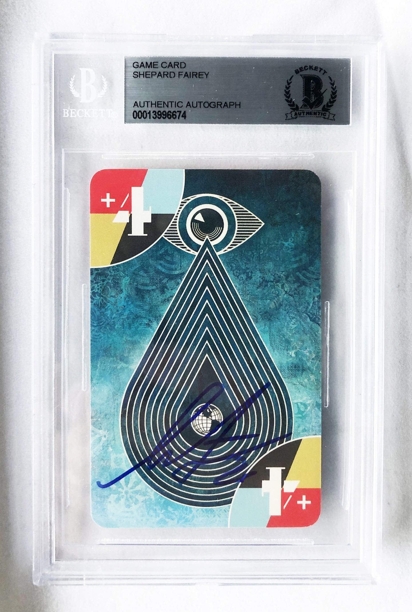 Shepard Fairey Signed Card Uno Limited Edition Beckett BAS 4