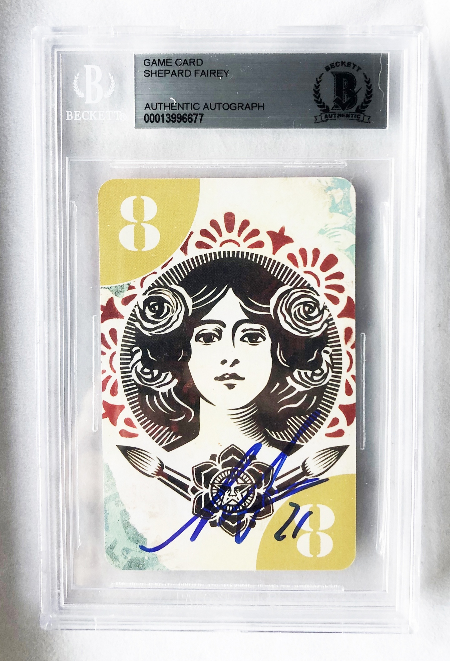 Shepard Fairey Signed Card Uno Limited Edition Beckett BAS 7