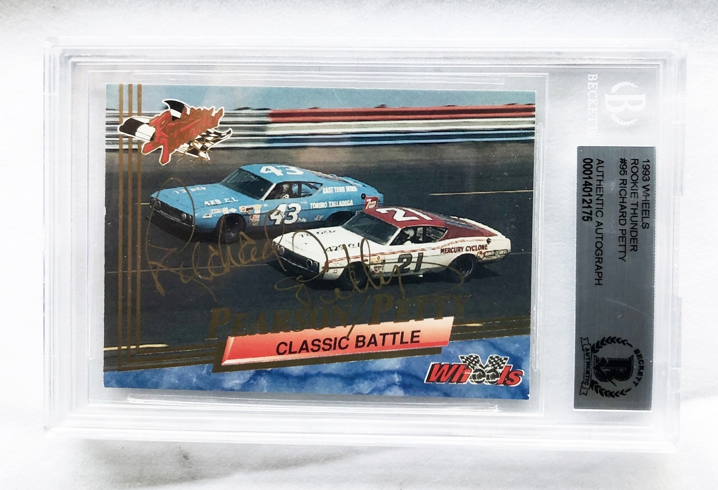 Race Car Driver Richard Petty Signed Card Beckett BAS 1993 Wheels Rookie Thunder #95