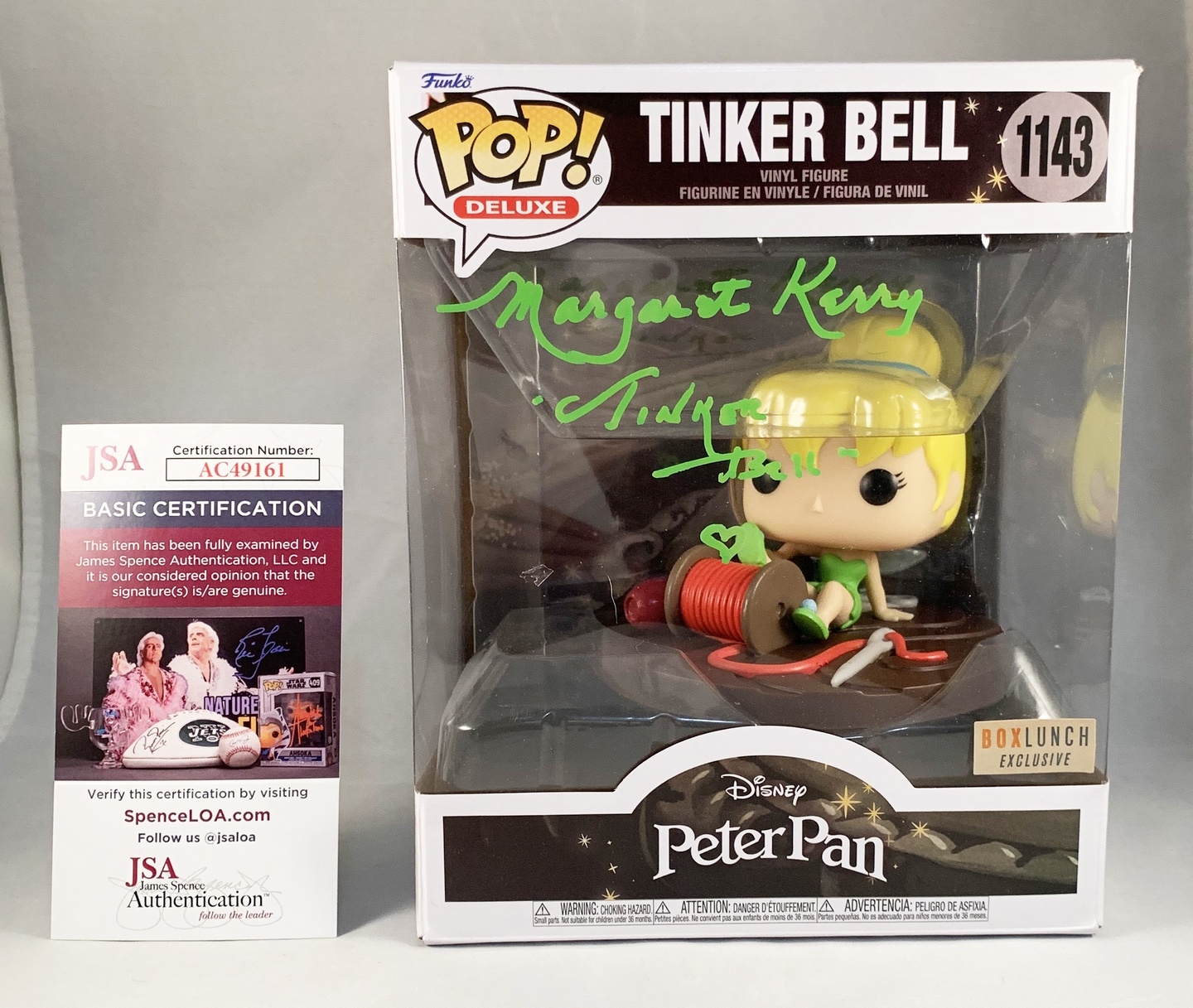 Margaret Kerry Signed Oversized Funko Pop Tinkerbell JSA
