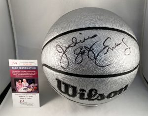 Philadelphia 76ers Julius Erving Signed Basketball JSA 75th Anniversary Silver Dr. J