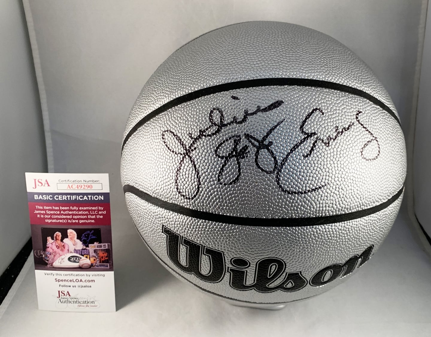 Philadelphia 76ers Julius Erving Signed Basketball JSA 75th Anniversary Silver Dr. J