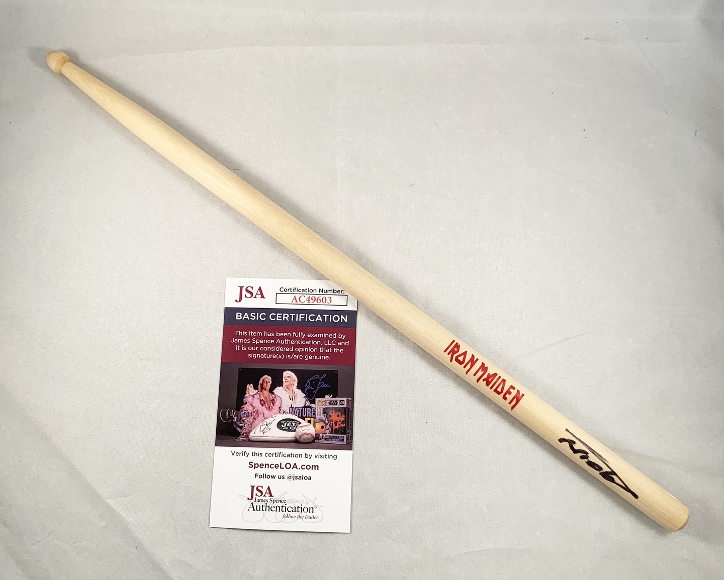 Nicko McBrain Signed Drumstick Iron Maiden JSA 1