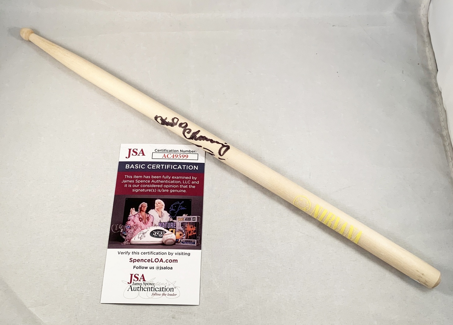 Chad Channing Signed Drumstick Nirvana JSA