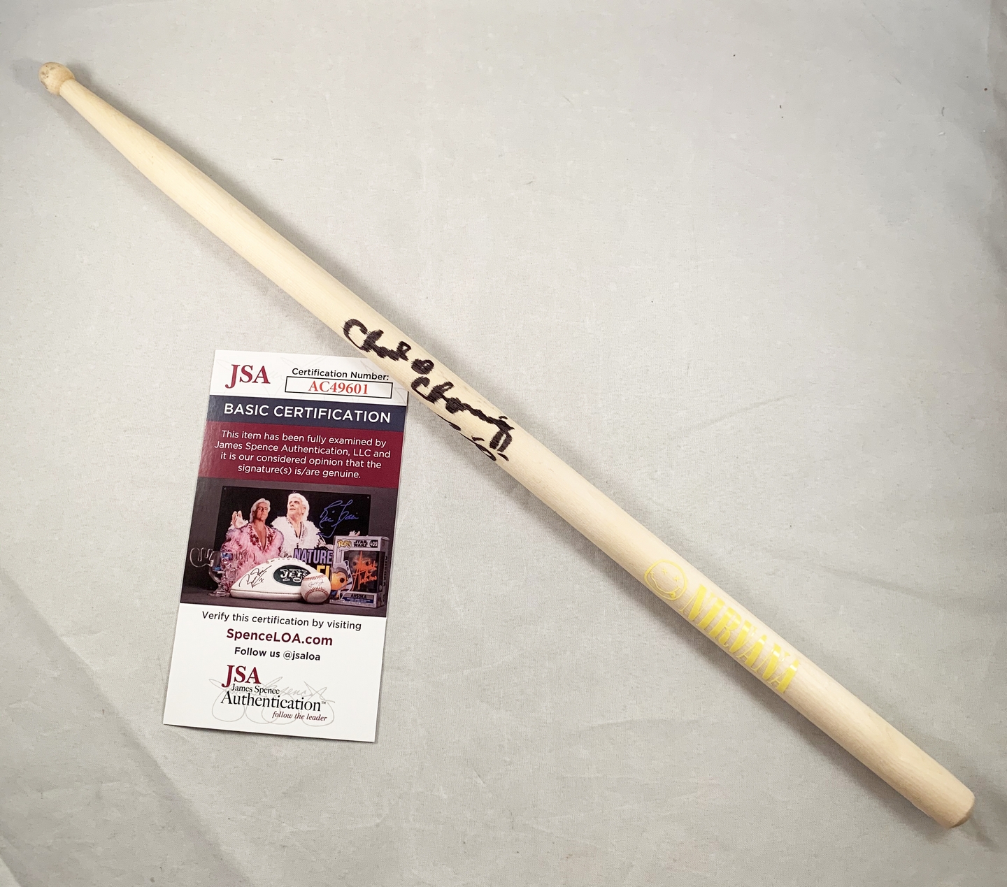Chad Channing Signed Drumstick Nirvana JSA 3