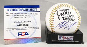 New York Mets Starling Marte Signed Gold Glove Baseball PSA/DNA