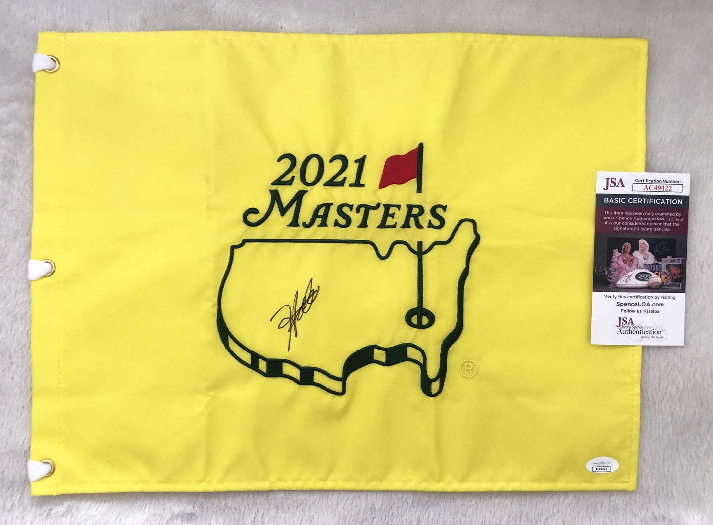 Hideki Matsuyama Signed Masters Flag 2021 Champion Golf Pin Flag JSA