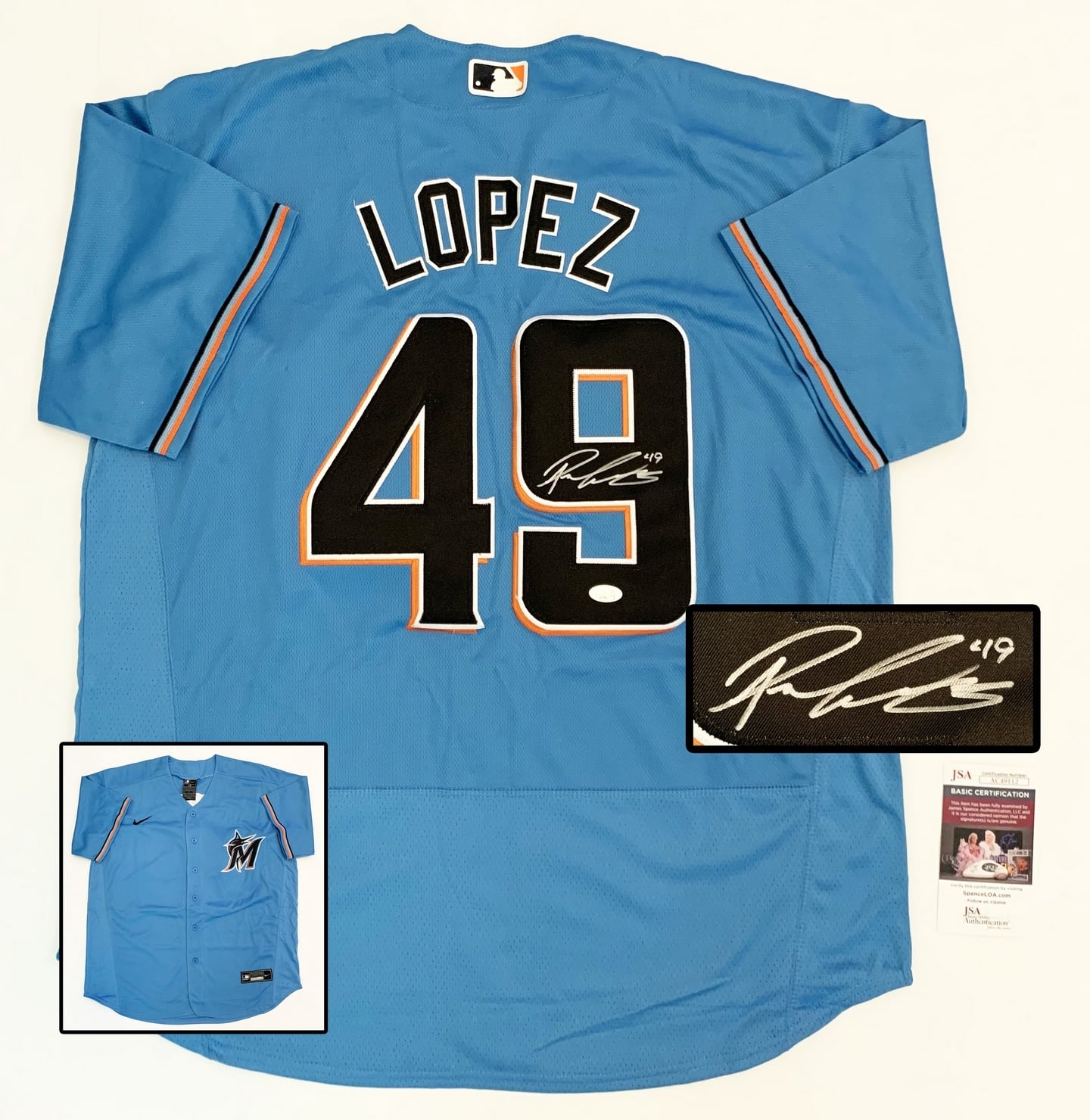 Miami Marlins Pablo Lopez Signed Jersey JSA