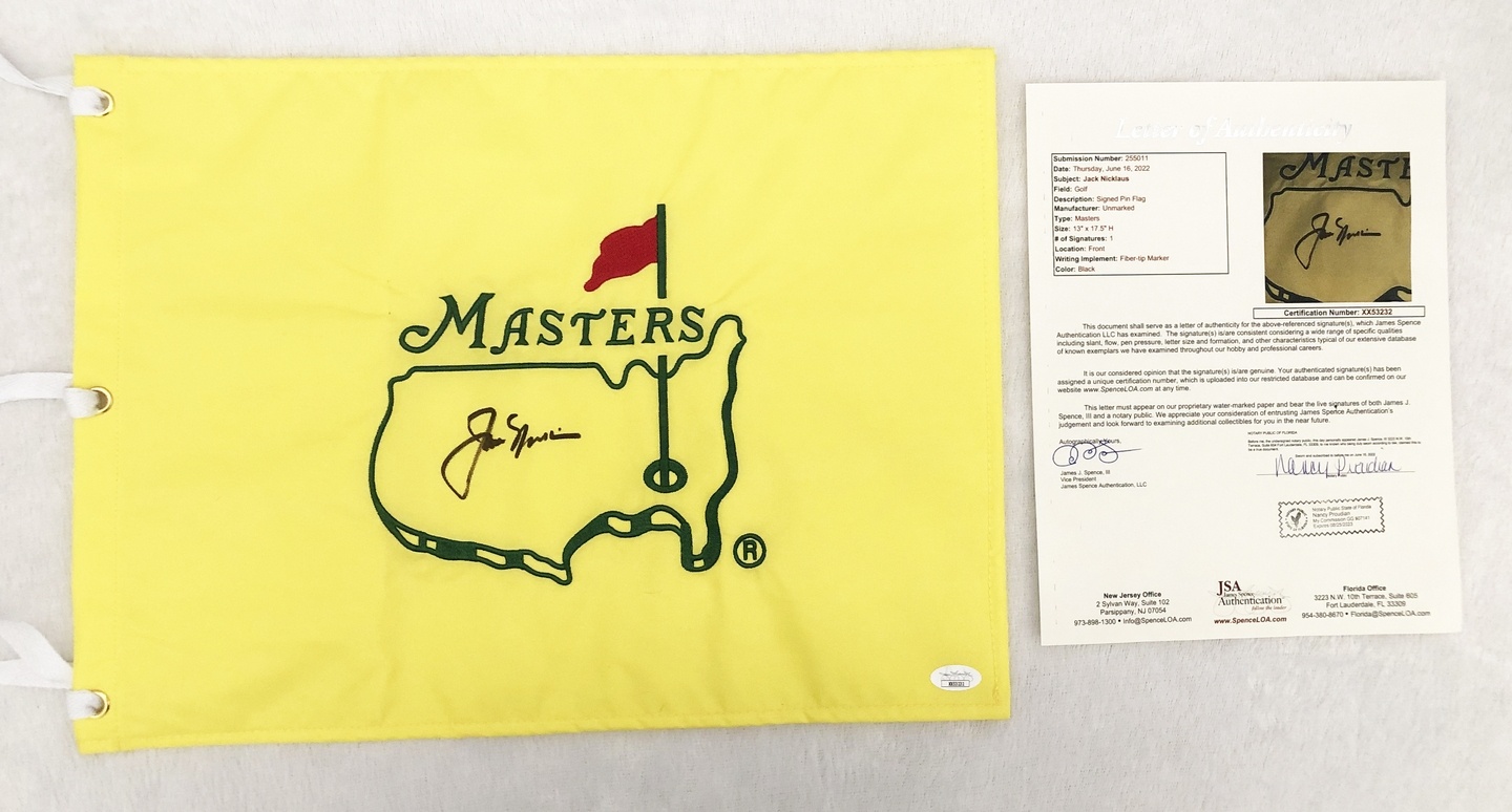Jack Nicklaus Signed Masters Flag 2 JSA