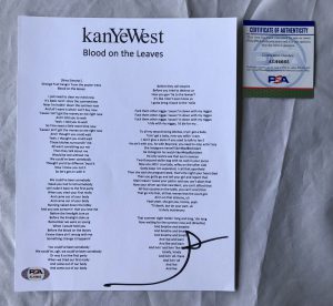 Kanye West Signed Lyric Sheet Ye Donda PSA/DNA