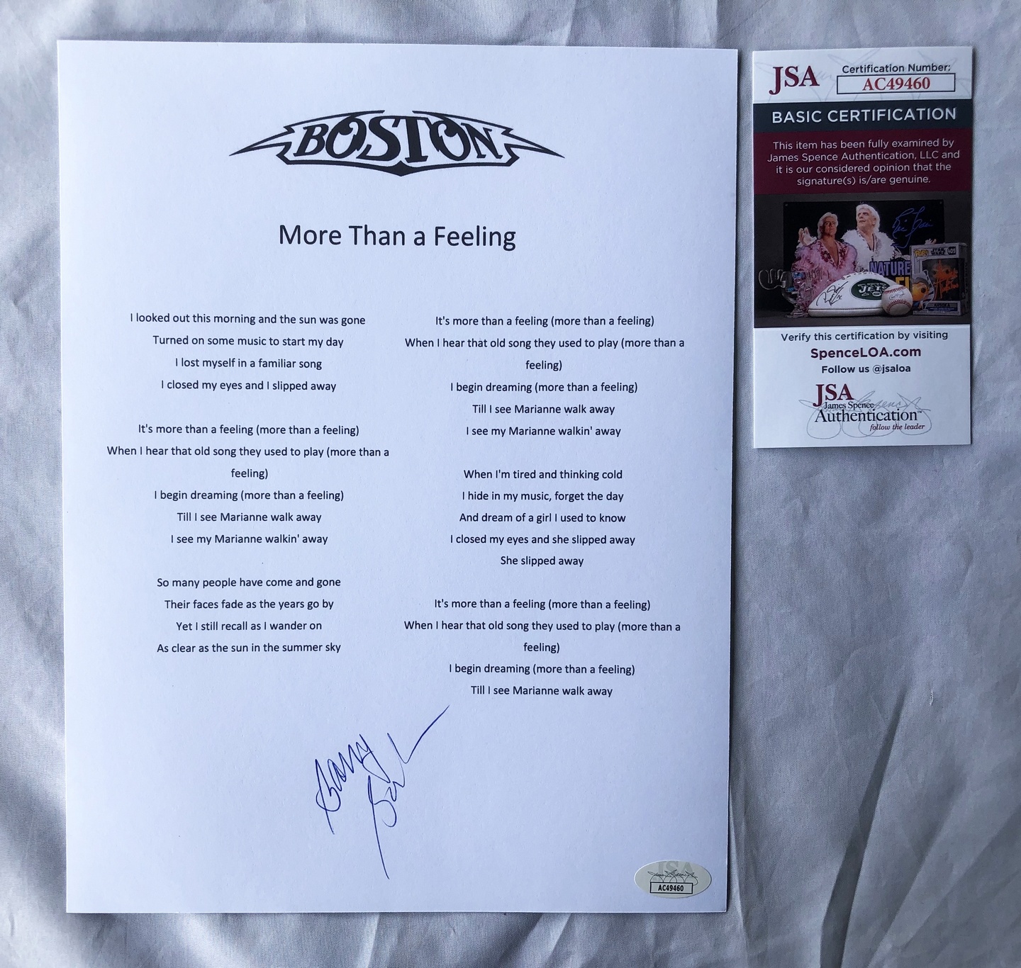 Air Supply Russell Hitchcock and Graham Russell Signed Lyric Sheet JSA 3