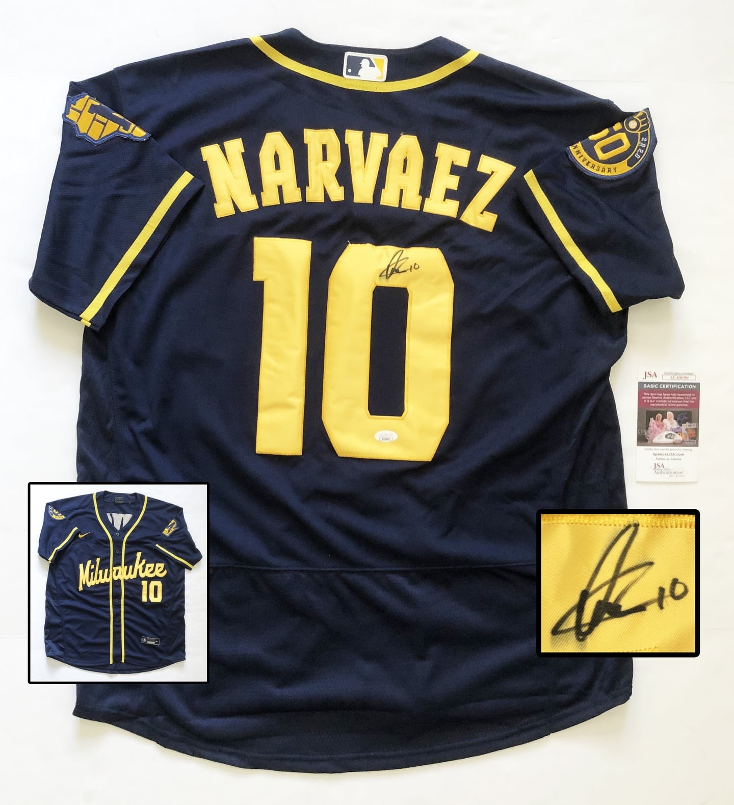 Milwaukee Brewers Omar Narvaez Jersey JSA