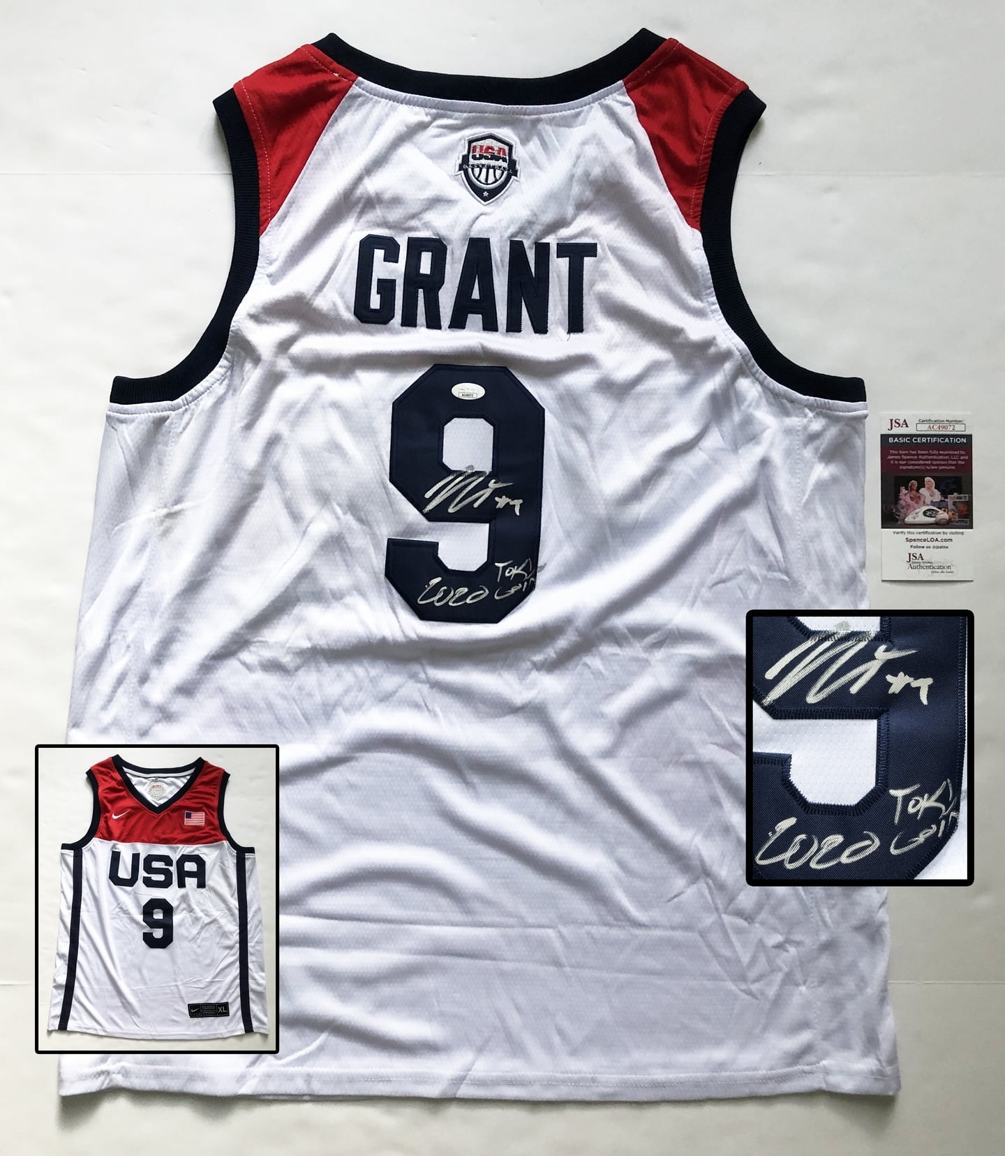 Jerami Grant Signed Jersey JSA 2020 Tokyo Olympics USA