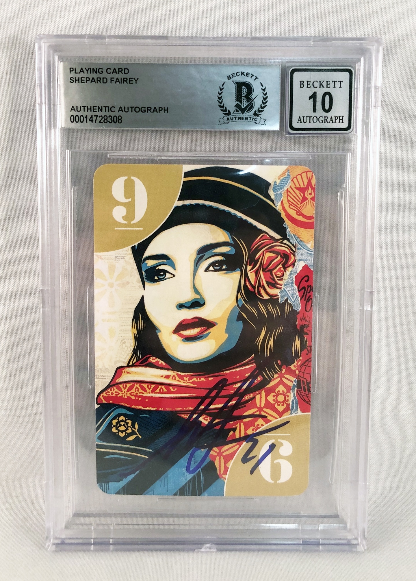 Shepard Fairey Signed Card Uno Limited Edition Beckett GEM 10