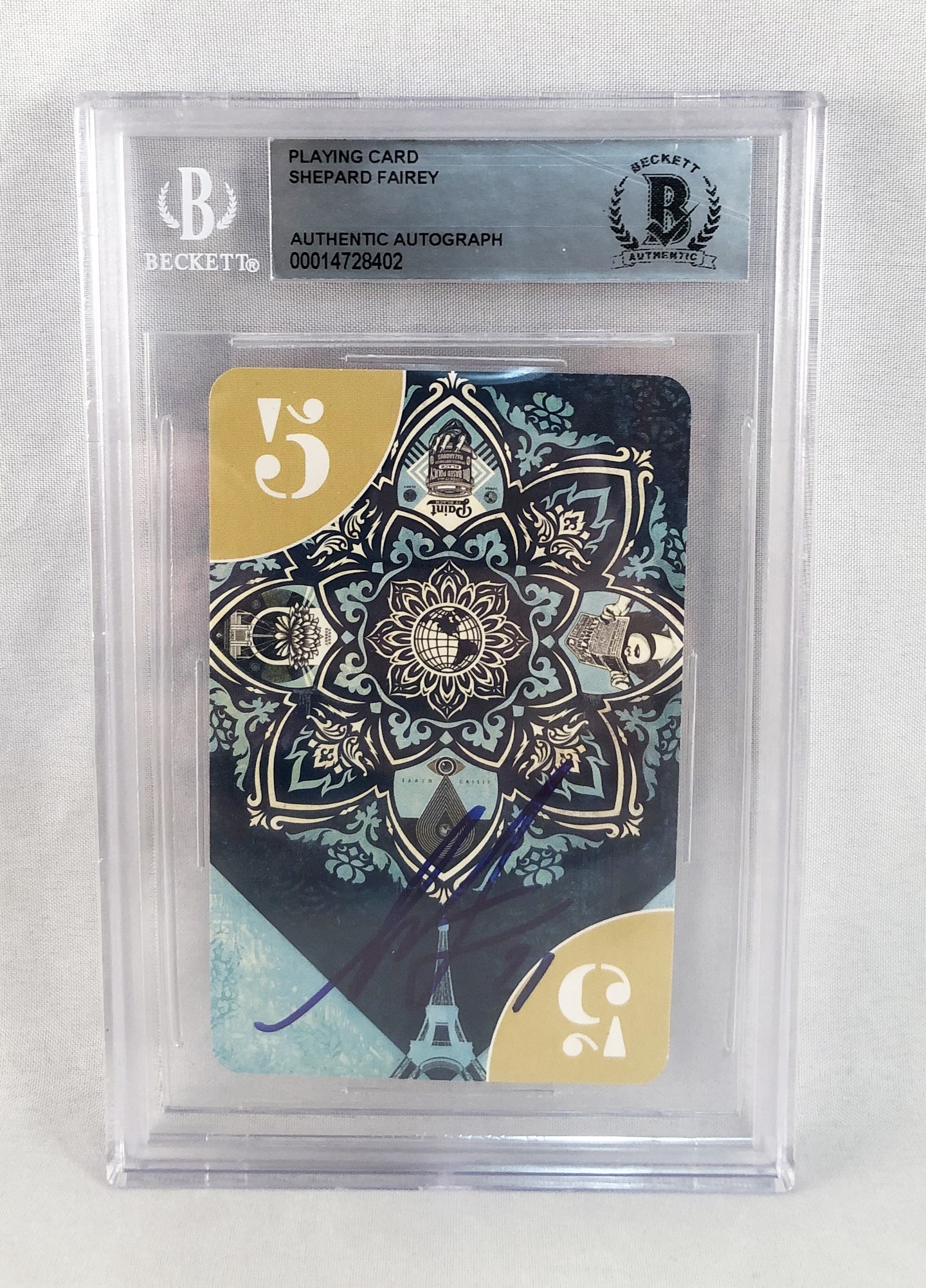 Shepard Fairey Signed Card Uno Limited Edition Beckett BAS 13