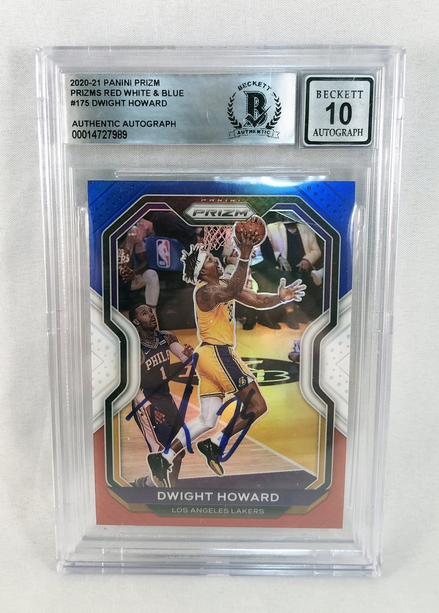 Los Angeles Lakers Dwight Howard Signed Trading Card Beckett 2021-22 Panini Prizm RWB