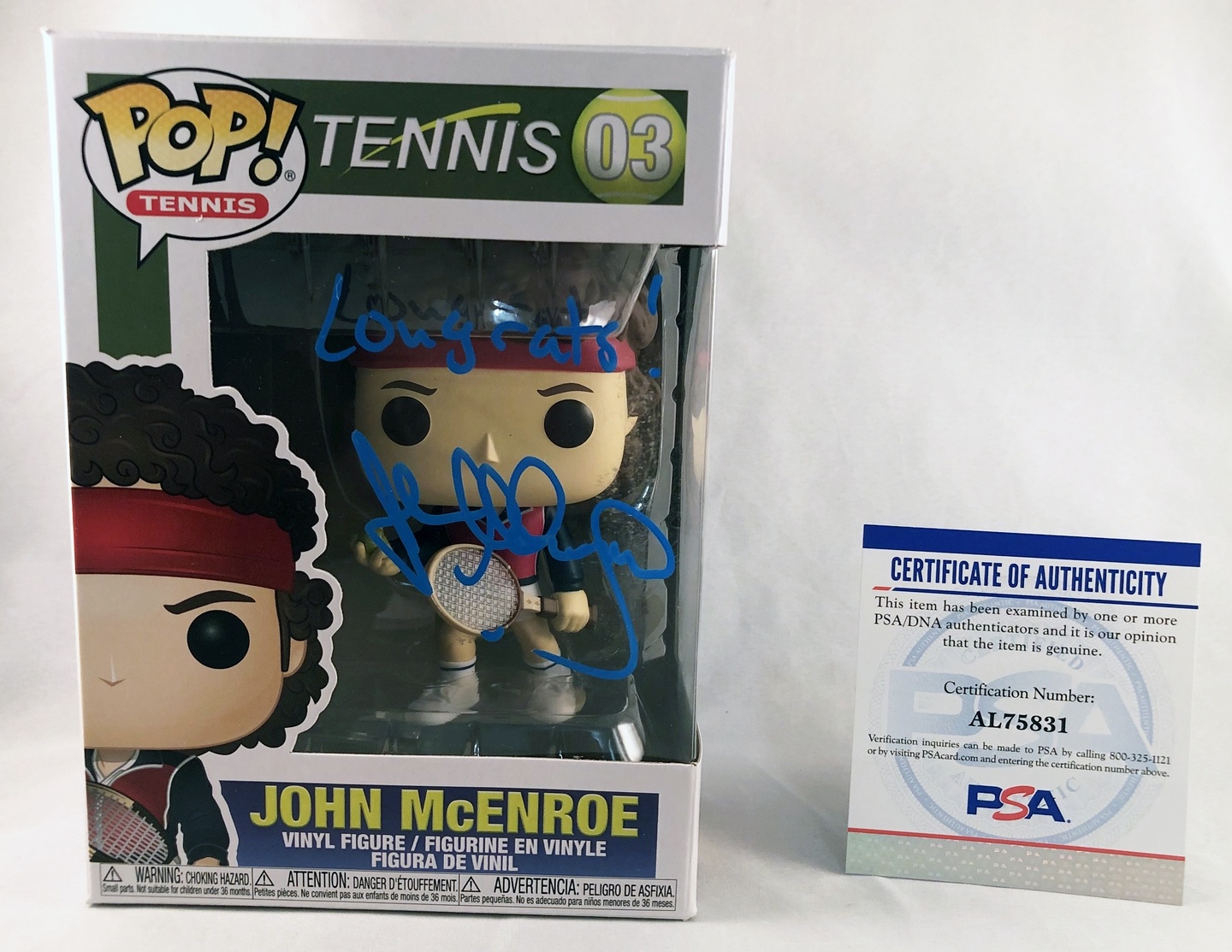John McEnroe Signed Funko Pop Tennis PSA/DNA 1