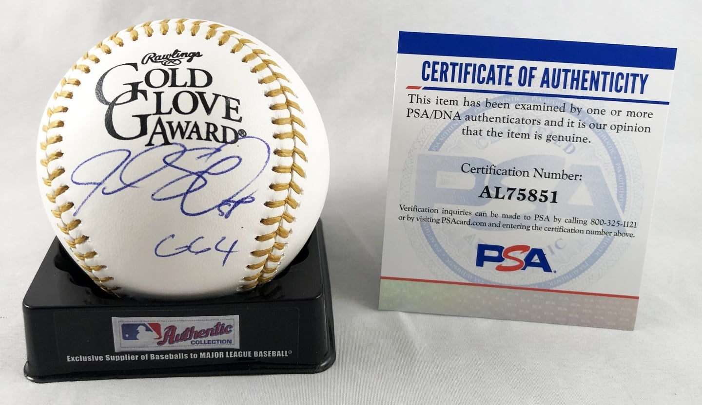 Miami Marlins Jacob Stallings Signed Gold Glove Baseball PSA/DNA