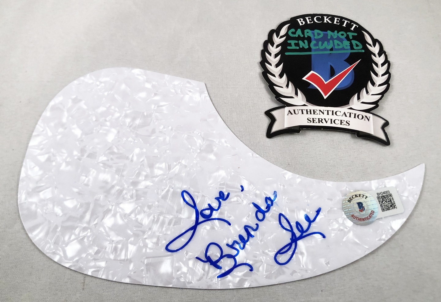 Brenda Lee Signed Acoustic Pickguard Beckett BAS