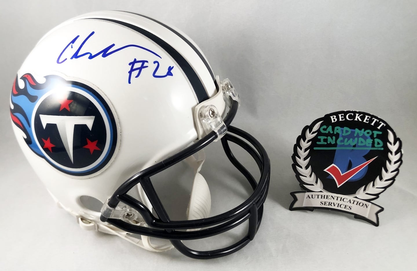 Chris Johnson Signed Mini Helmet Tennessee Titans Beckett BAS