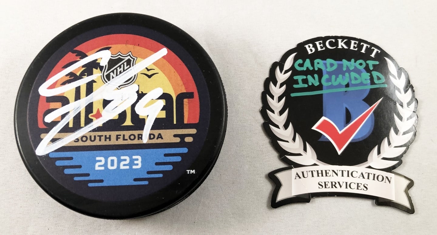 Clayton Keller Signed 2023 All Star Hockey Puck Arizona Coyotes Beckett BAS