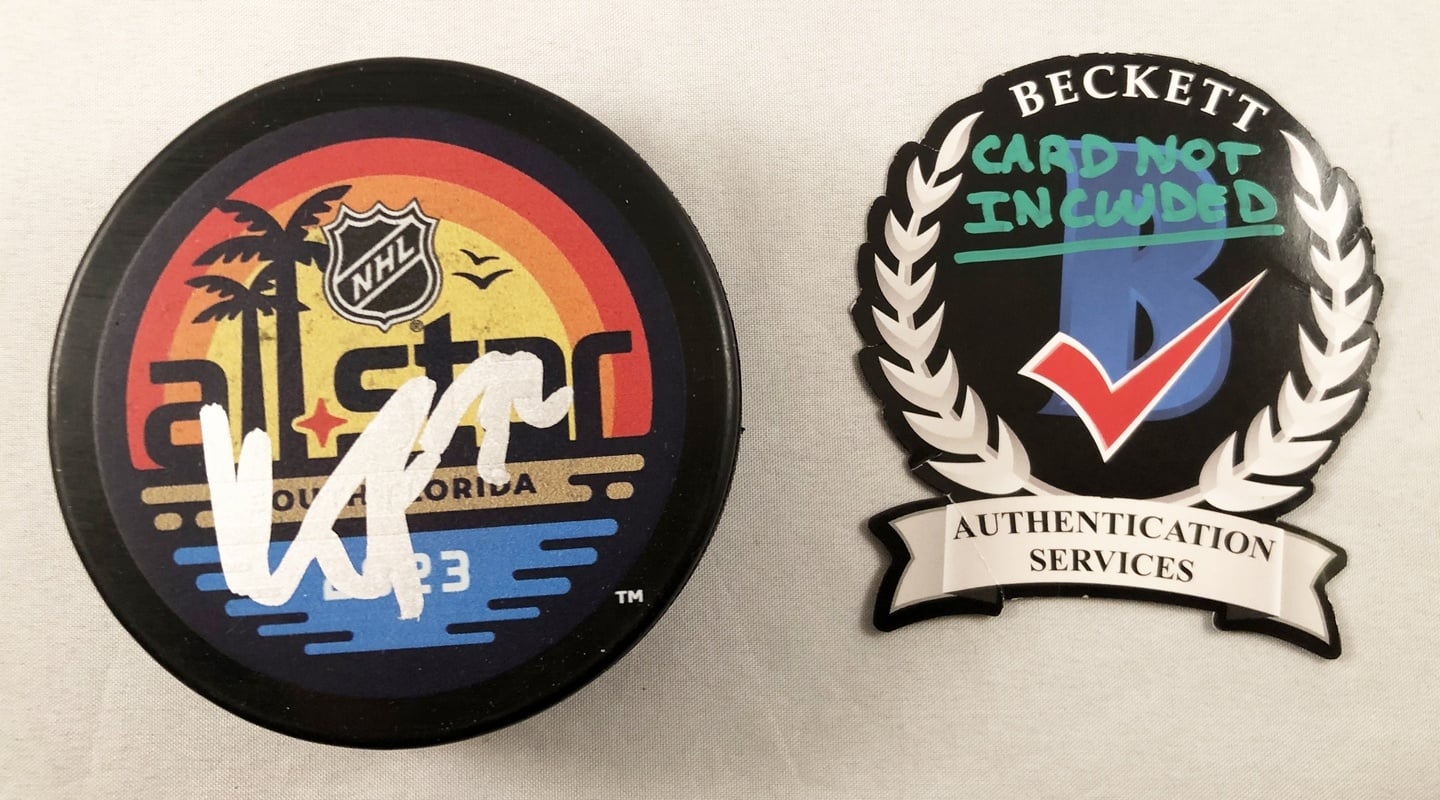 Kevin Fiala Signed 2023 All Star Hockey Puck Los Angeles Kings Beckett BAS 1