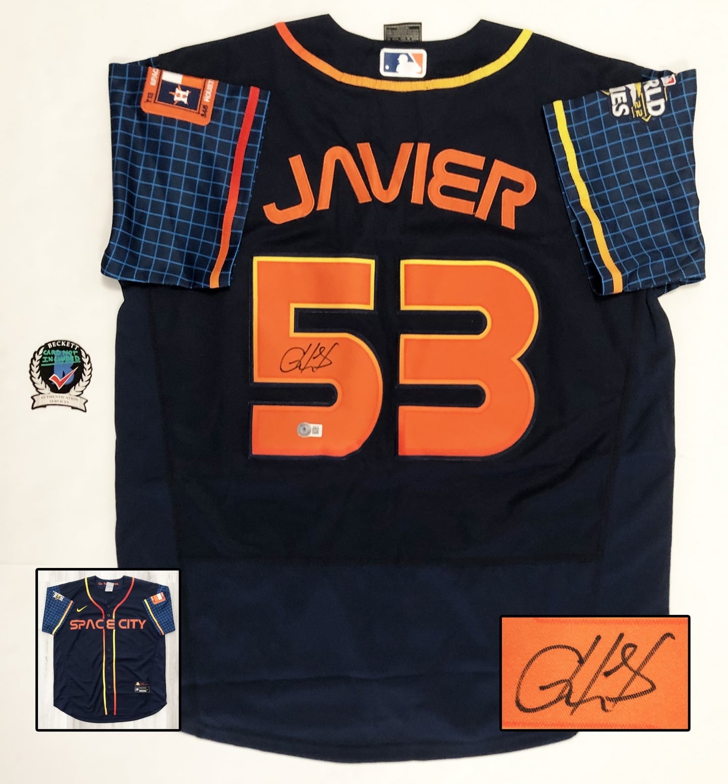 Cristian Javier Signed Jersey Houston Astros 2022 WS Champ Beckett BAS