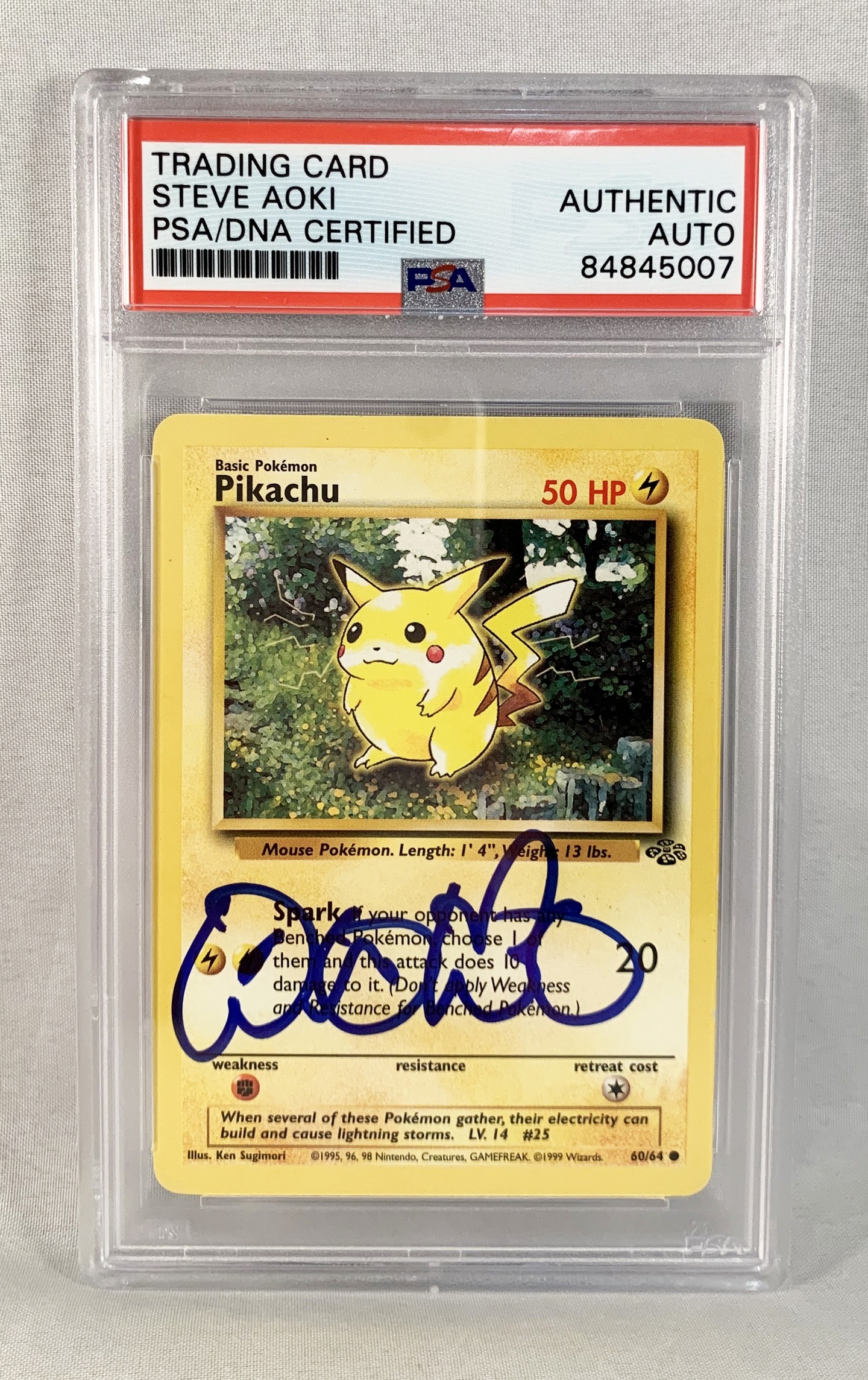 Steve Aoki Signed Pokemon Card Pikachu 60/64 1995 PSA/DNA - Memorabilia For Less Steve Aoki Signed Pokemon Card Pikachu 60/64 1995 PSA/DNA - Memorabilia For Less