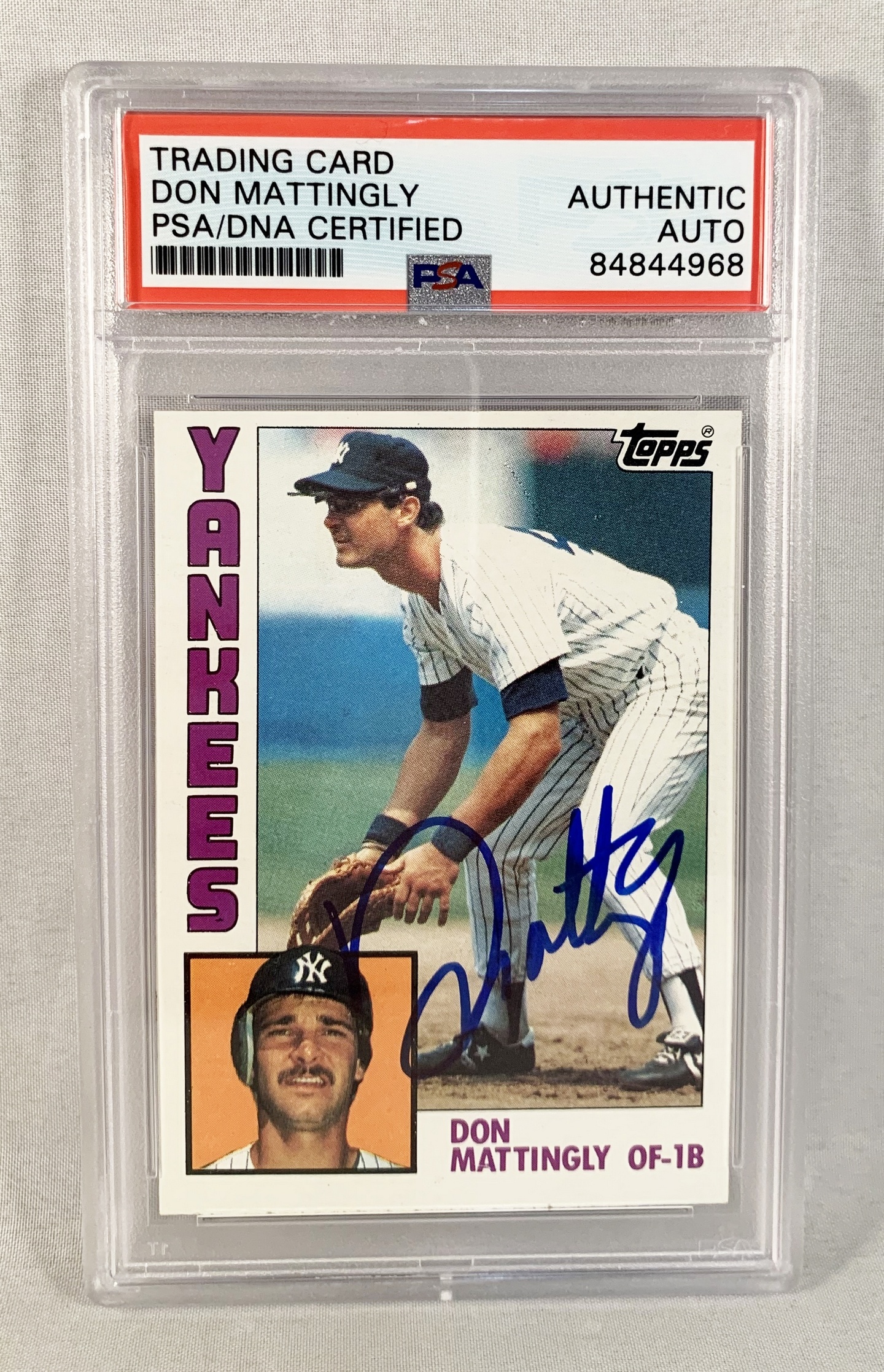 Don Mattingly Signed Rookie Card 1984 Topps #8 Yankees PSA/DNA